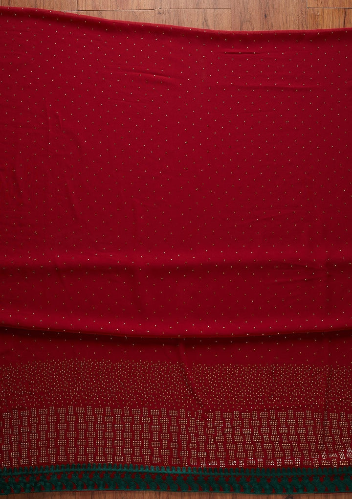 Maroon Swarovski Georgette Designer Unstitched Salwar Suit - koskii