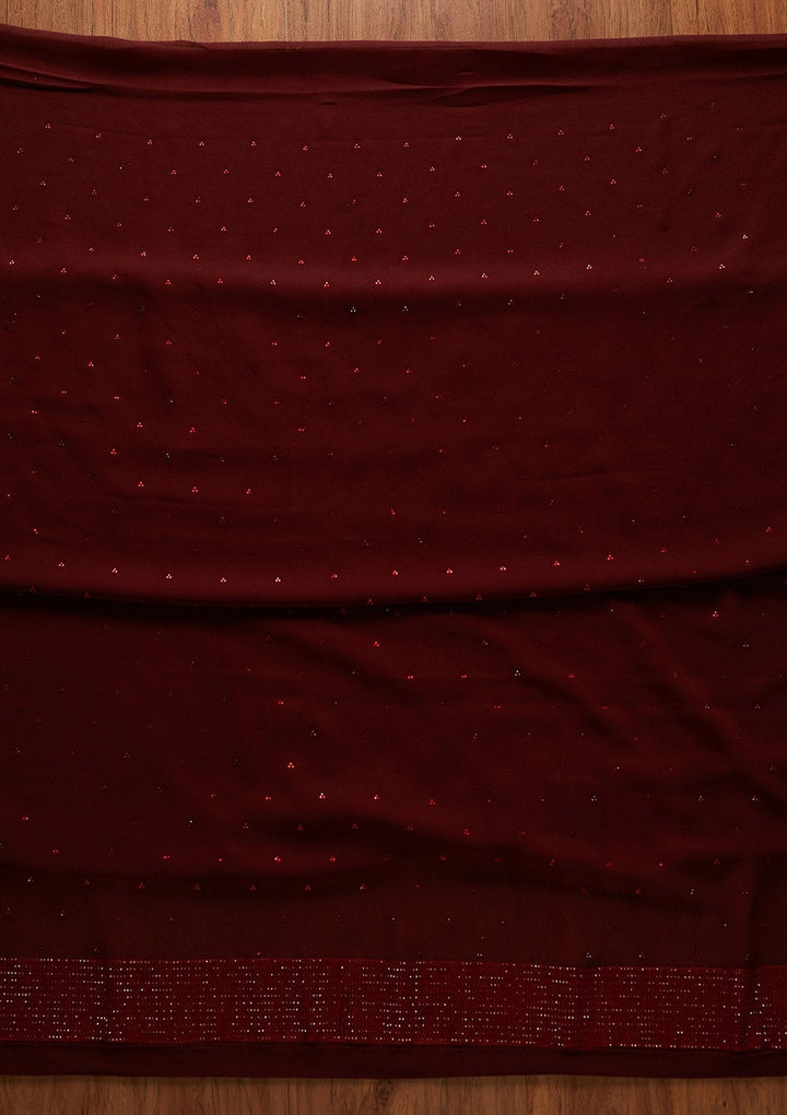 Maroon Swarovski Georgette Designer Unstitched Salwar Suit - koskii