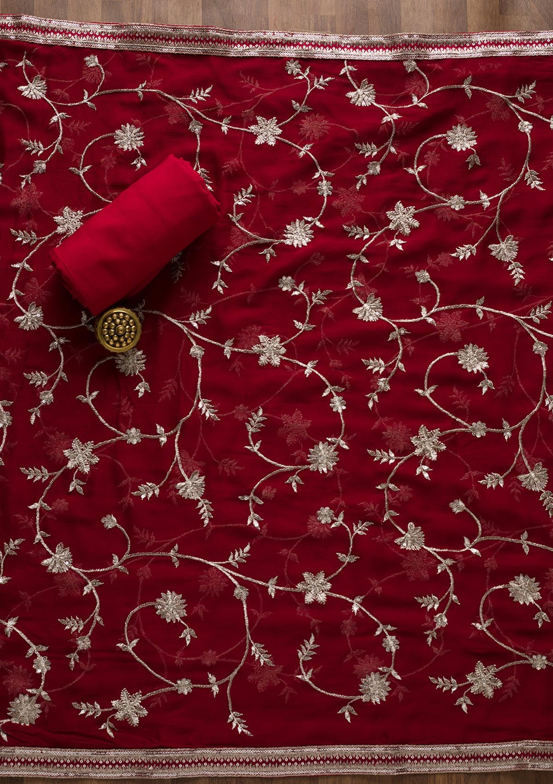 Maroon Swarovski Georgette Unstitched Salwar Suit-Koskii