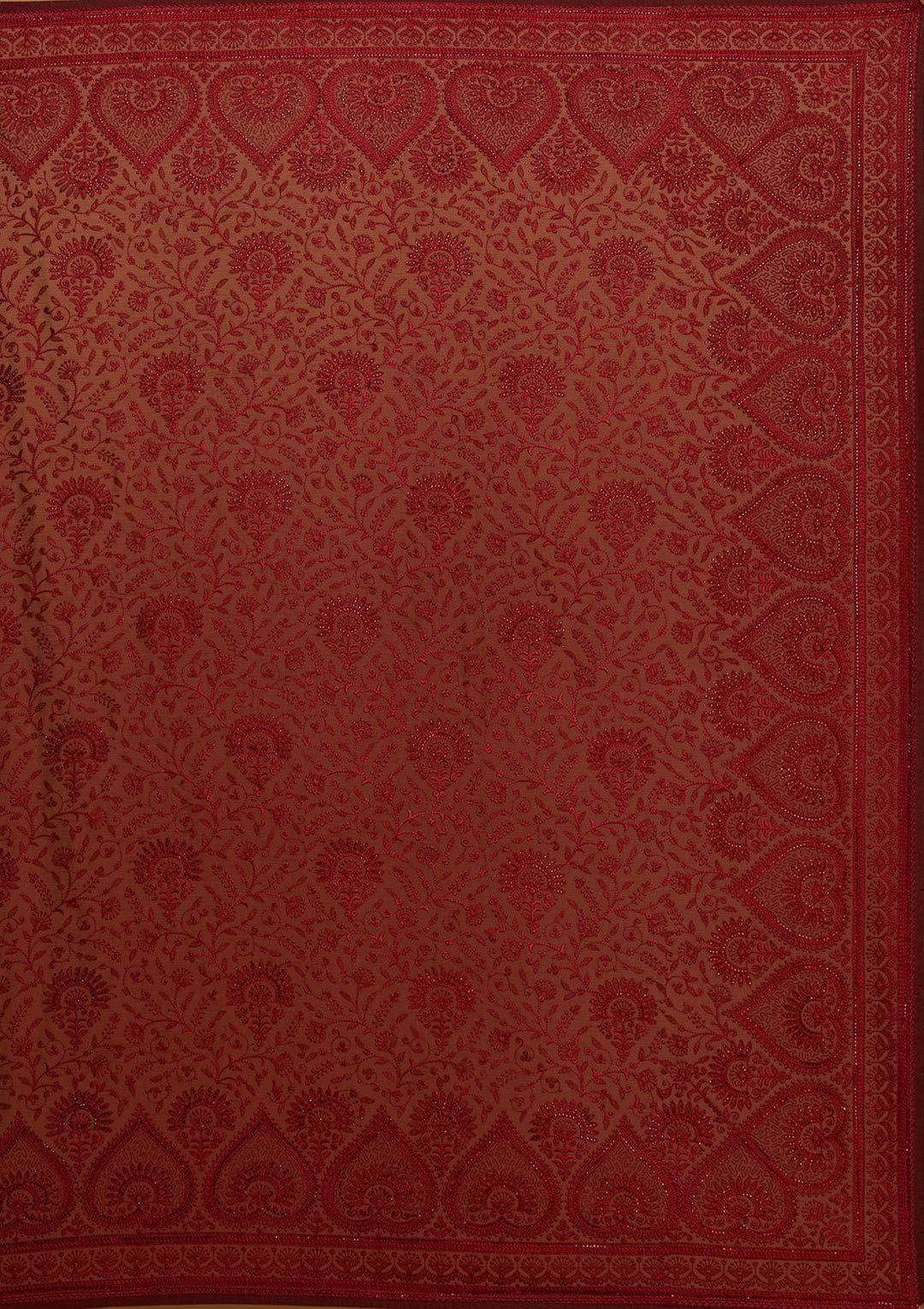 Maroon Swarovski Georgette Designer Saree - koskii