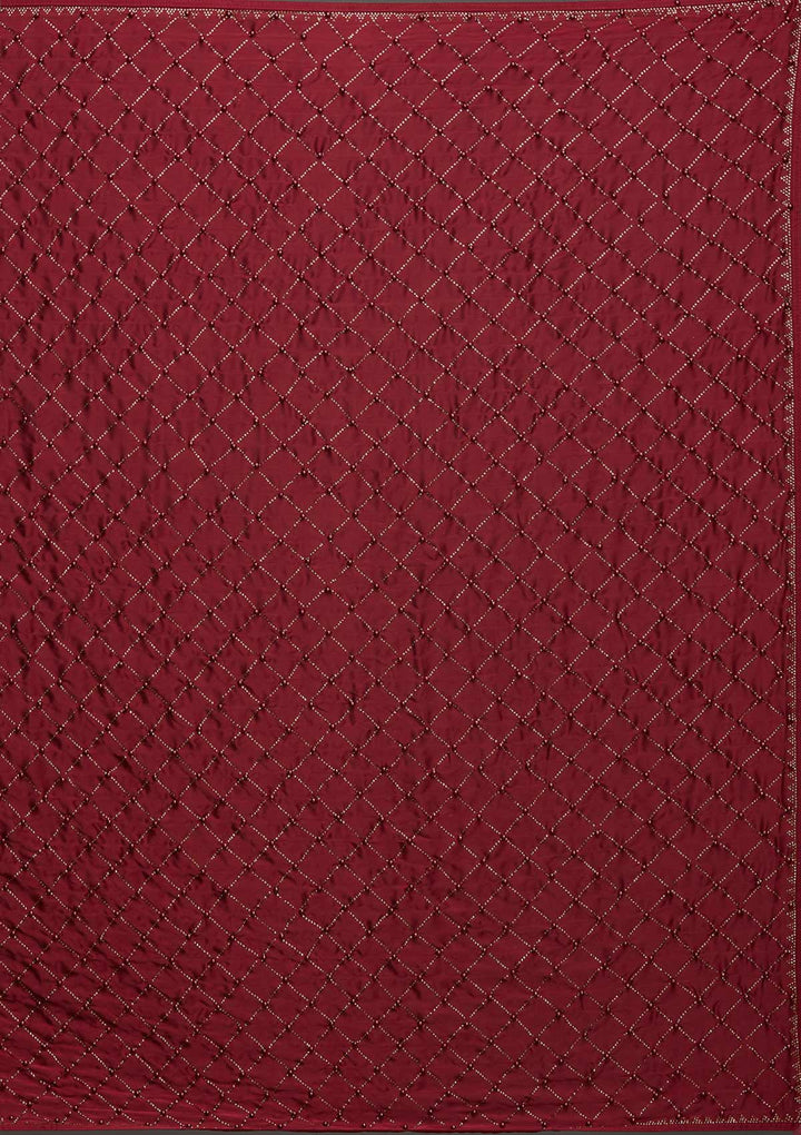 Maroon Swarovski Shimmer Saree - Koskii
