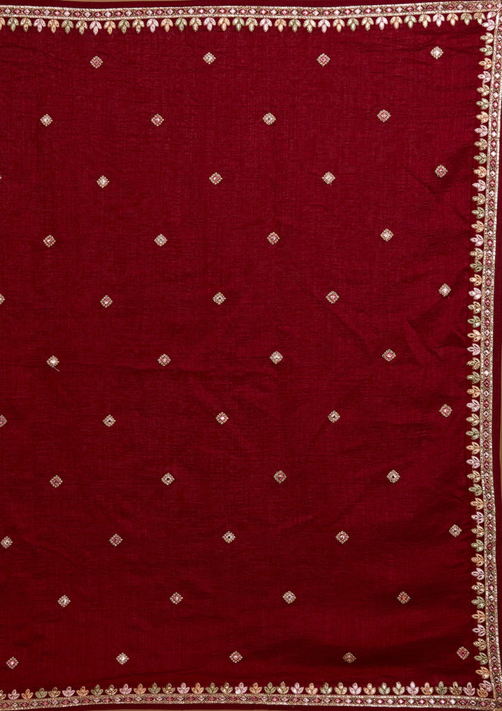 Maroon Threadwork Georgette Lehenga-Koskii