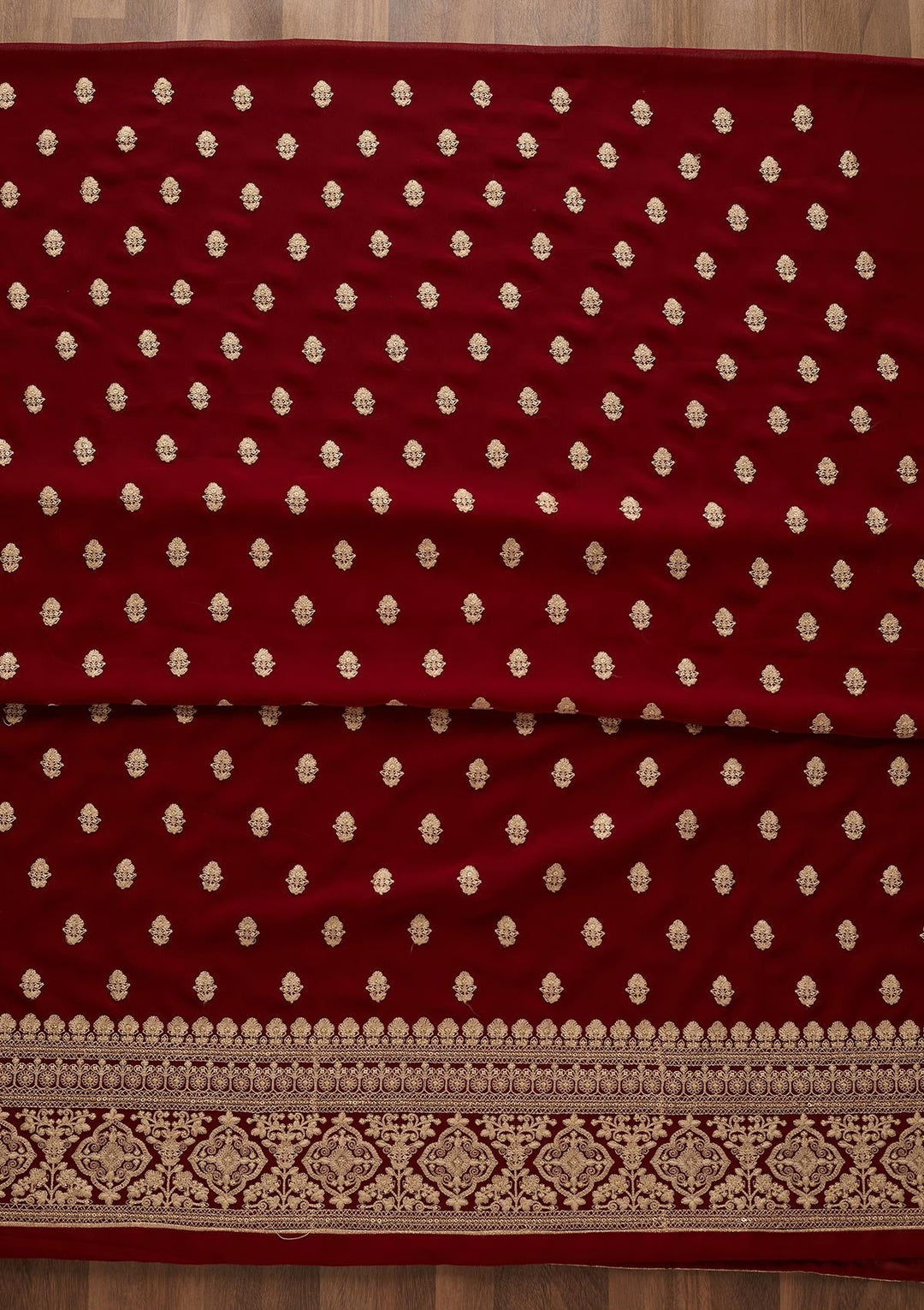 Maroon Threadwork Georgette  Unstitched Salwar Suit - Koskii