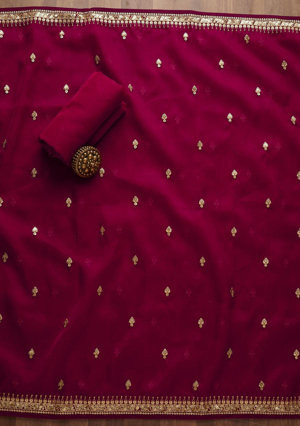 Maroon Threadwork Georgette Unstitched Salwar Suit-Koskii