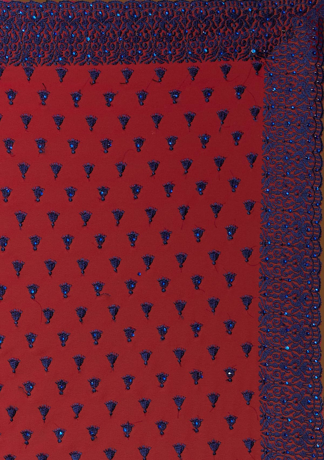 Maroon Threadwork Georgette Designer Saree - Koskii