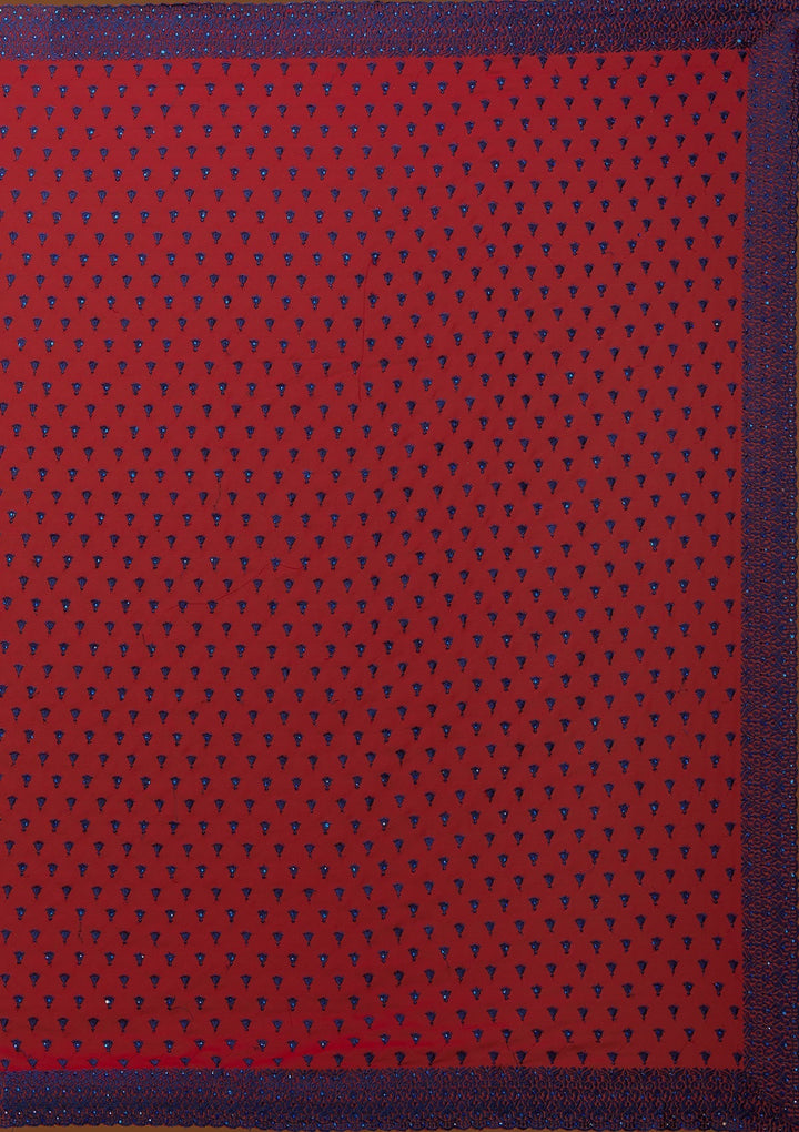 Maroon Threadwork Georgette Designer Saree - Koskii