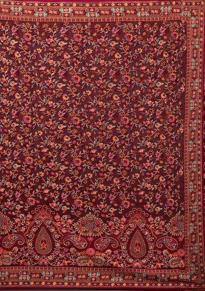 Maroon Threadwork Georgette Saree-Koskii