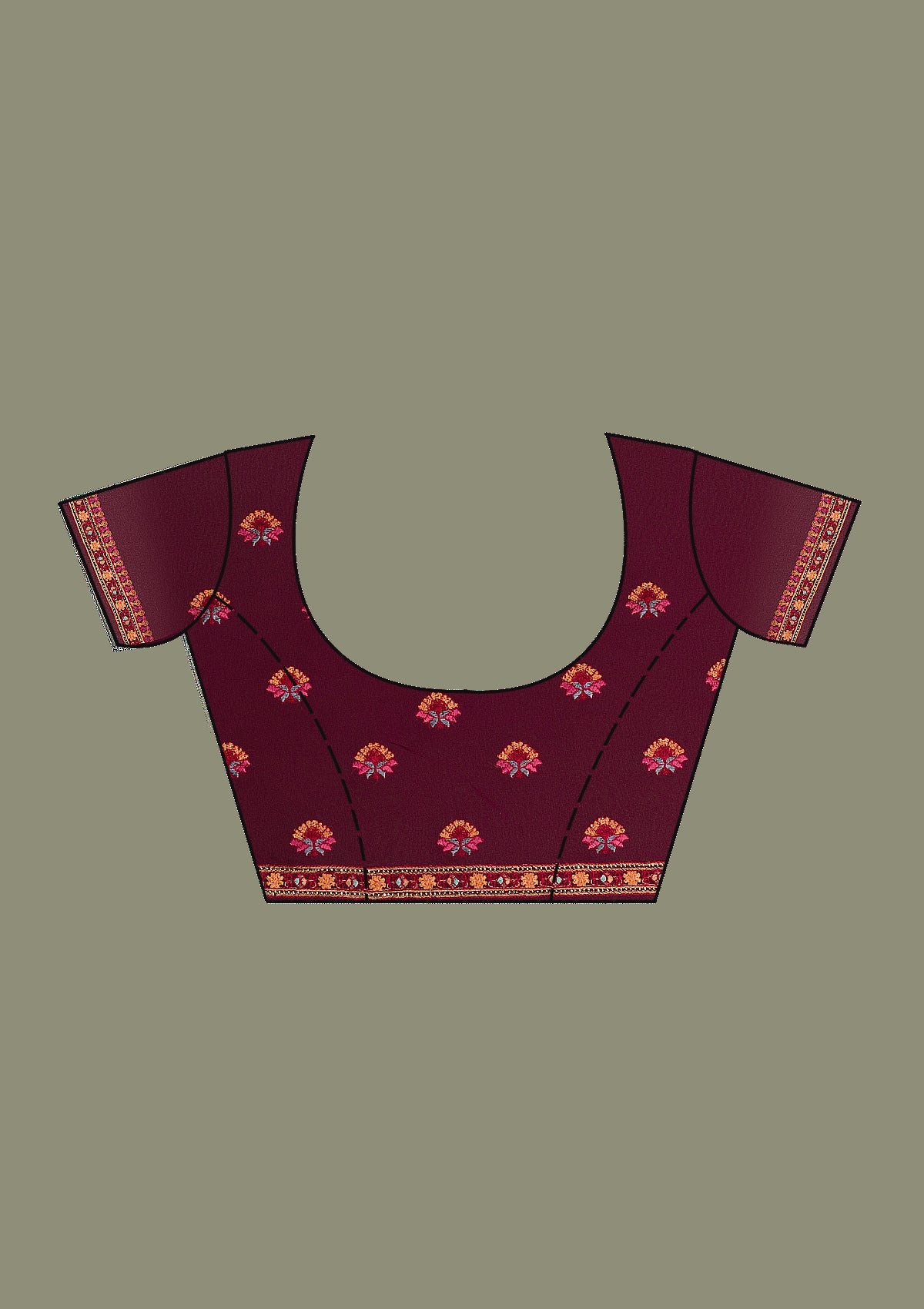 Maroon Threadwork Georgette Saree-Koskii