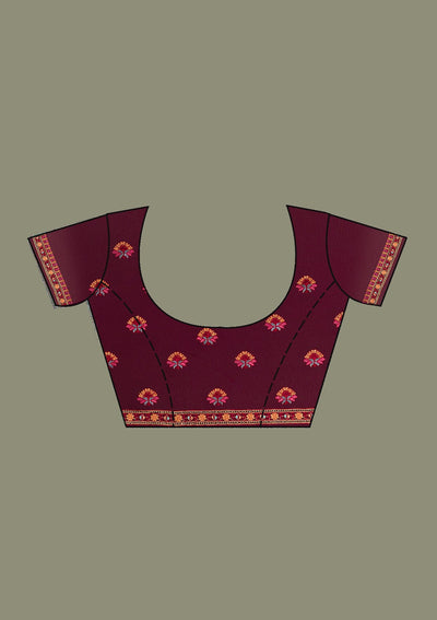 Maroon Threadwork Georgette Saree-Koskii