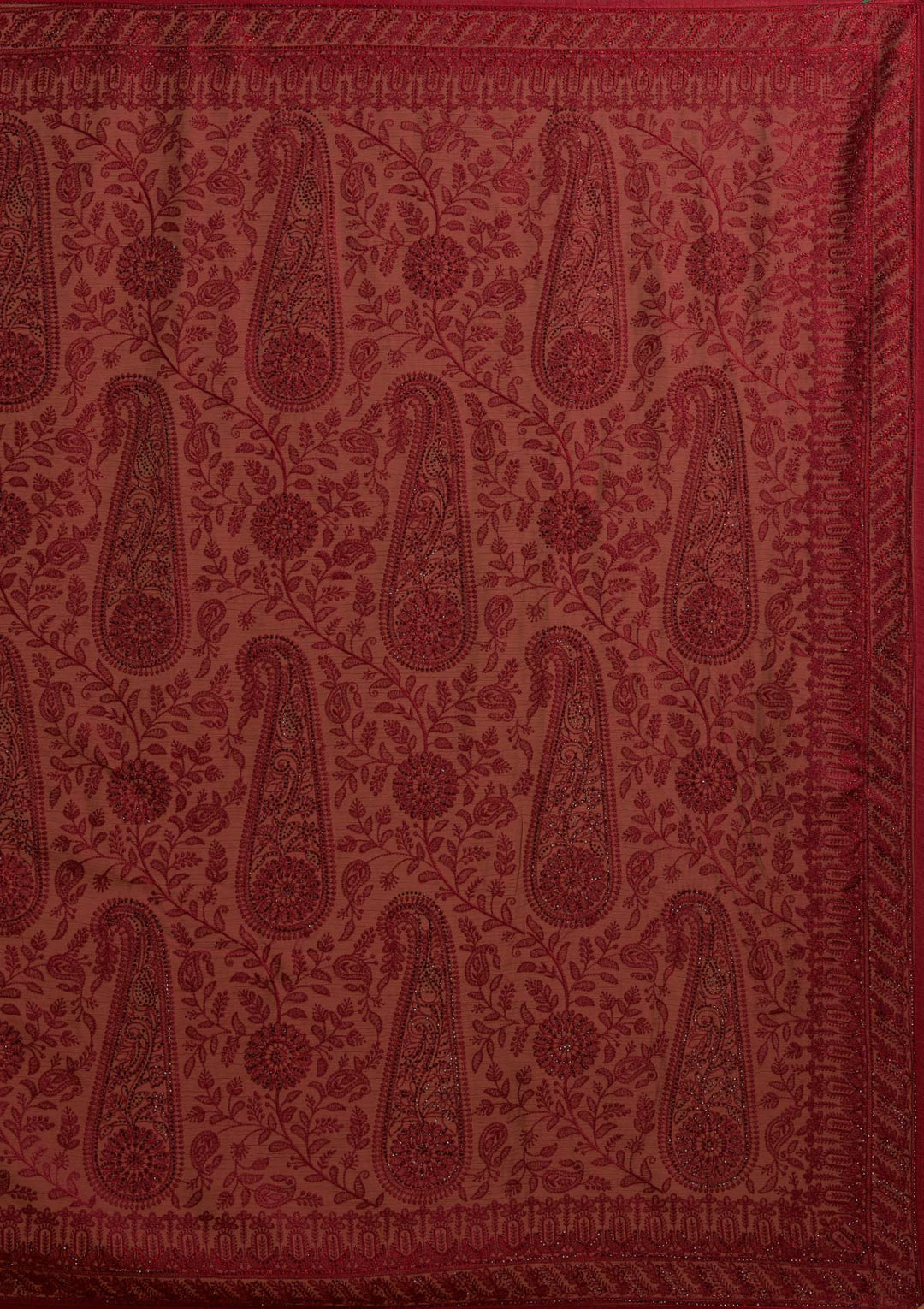 Maroon Threadwork Net Designer Saree - Koskii