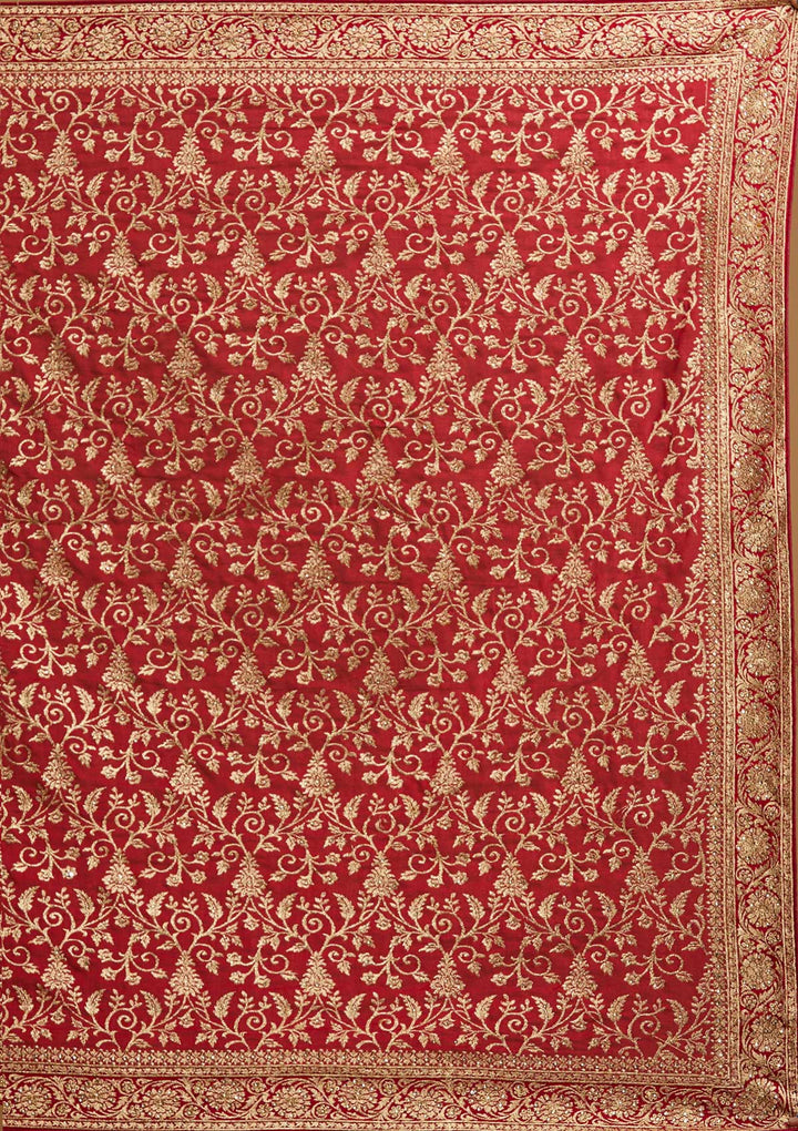 Maroon Zariwork Art Silk Designer Saree - koskii