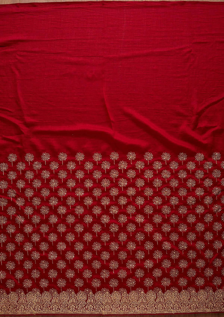 Maroon Zariwork Art Silk Designer Saree - koskii