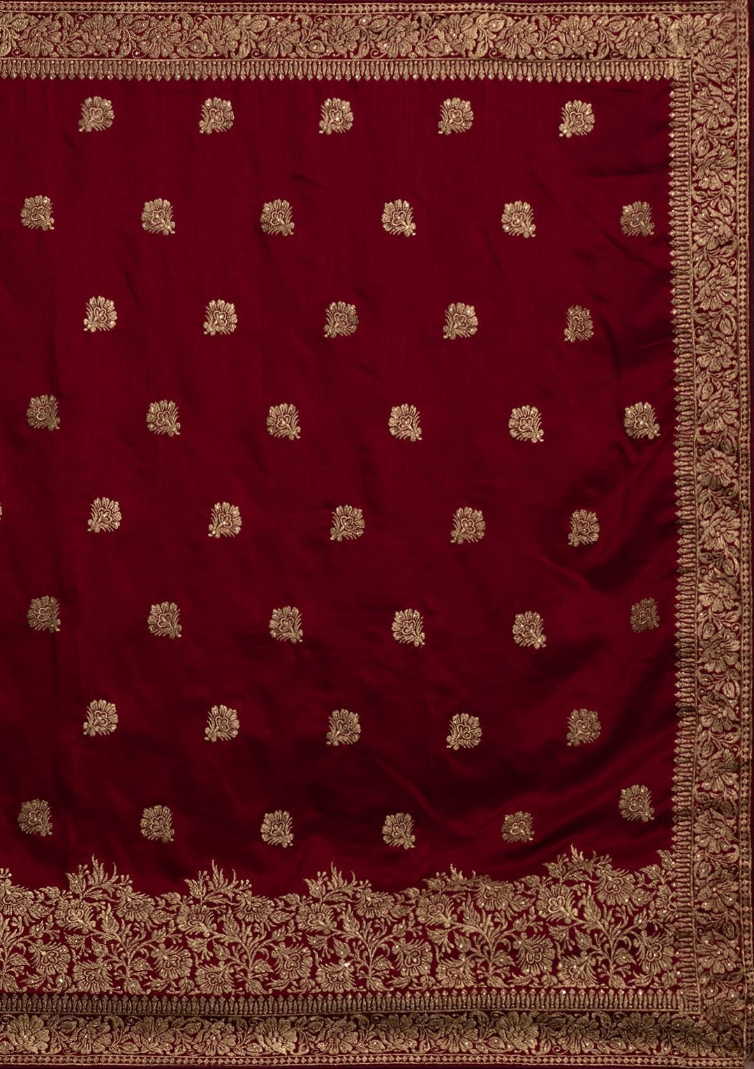 Maroon Zariwork Art Silk Designer Saree - koskii