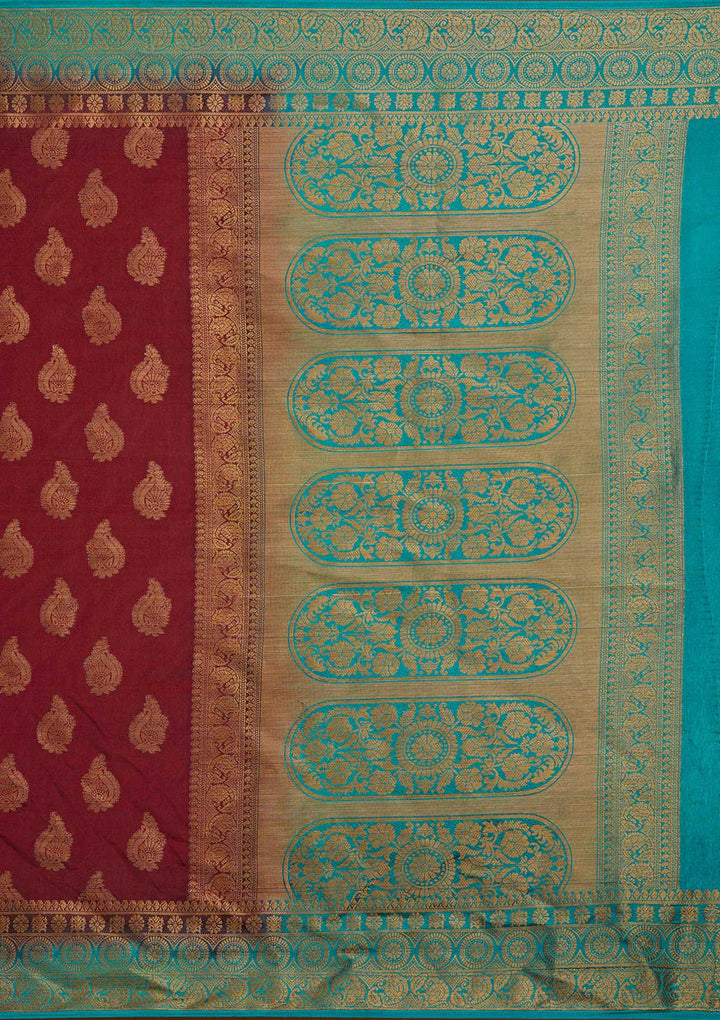 Maroon Zariwork Art Silk Saree-Koskii