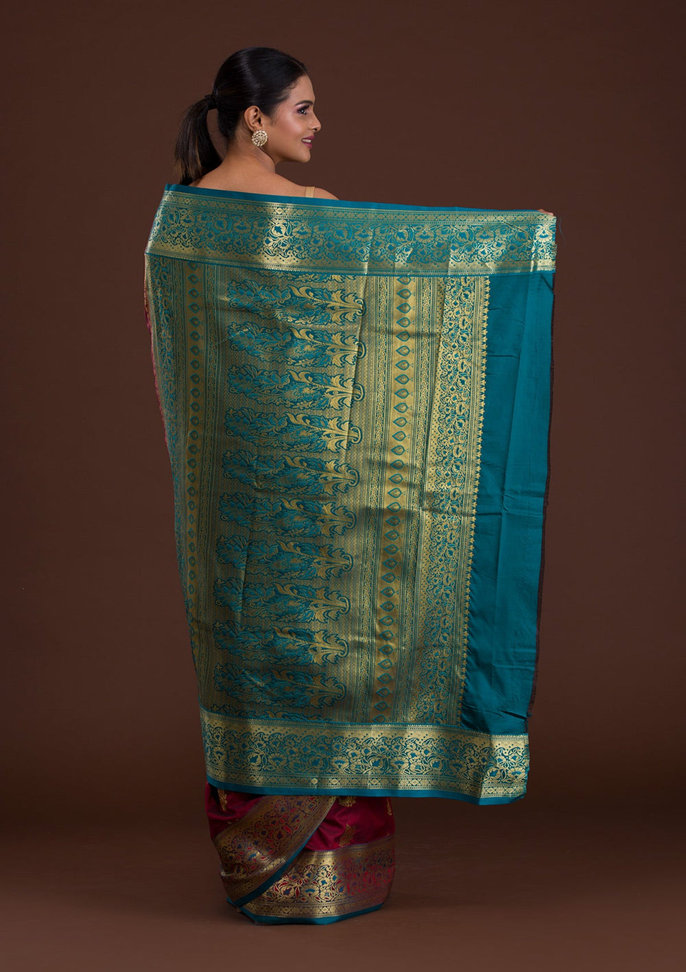 Maroon Zariwork Art Silk Saree-Koskii