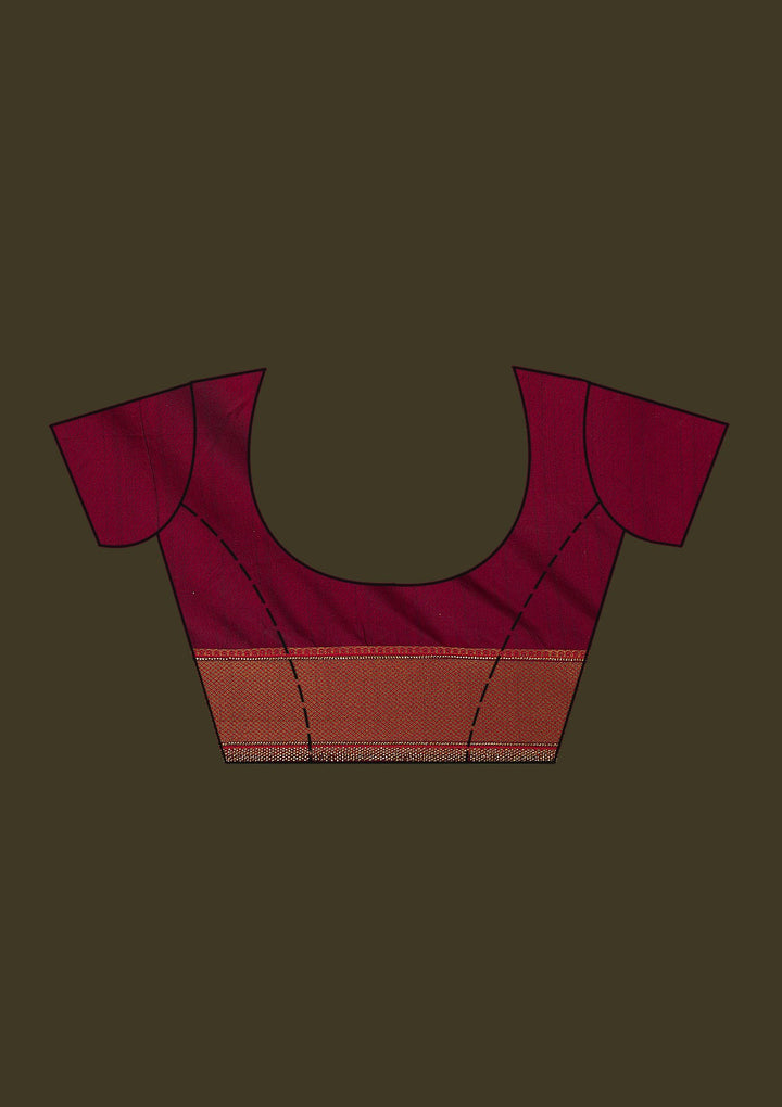Maroon Zariwork Art Silk Unstitched Saree-Koskii