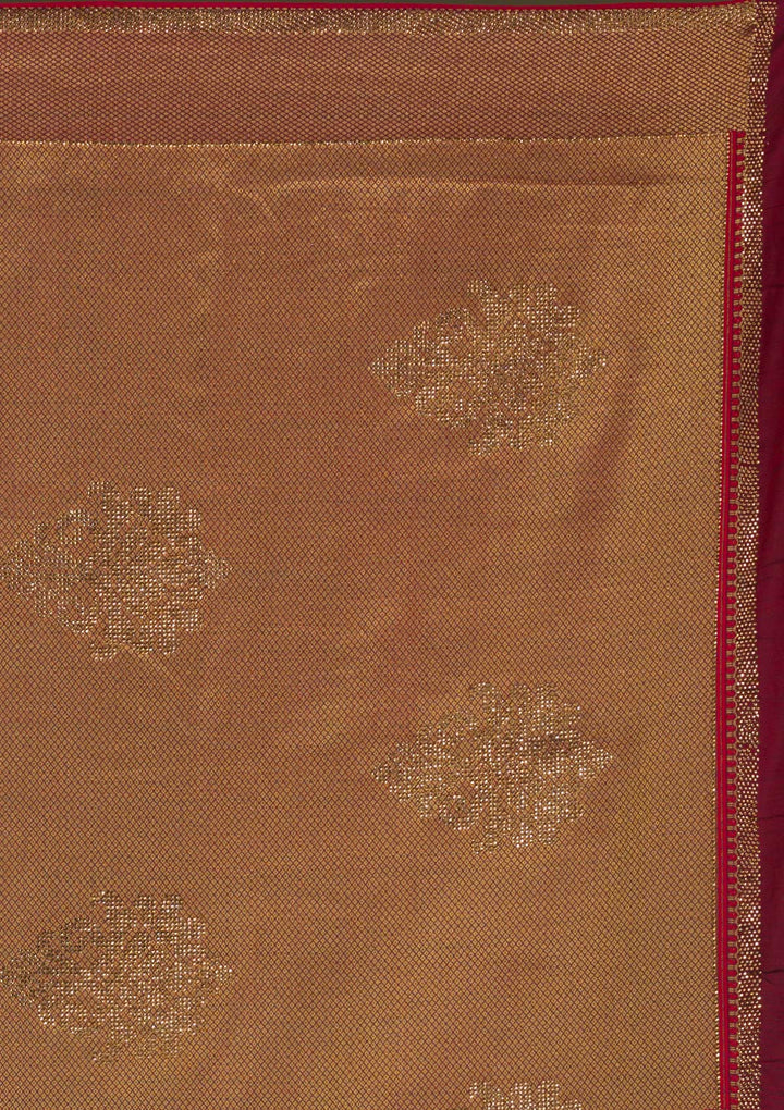 Maroon Zariwork Art Silk Unstitched Saree-Koskii