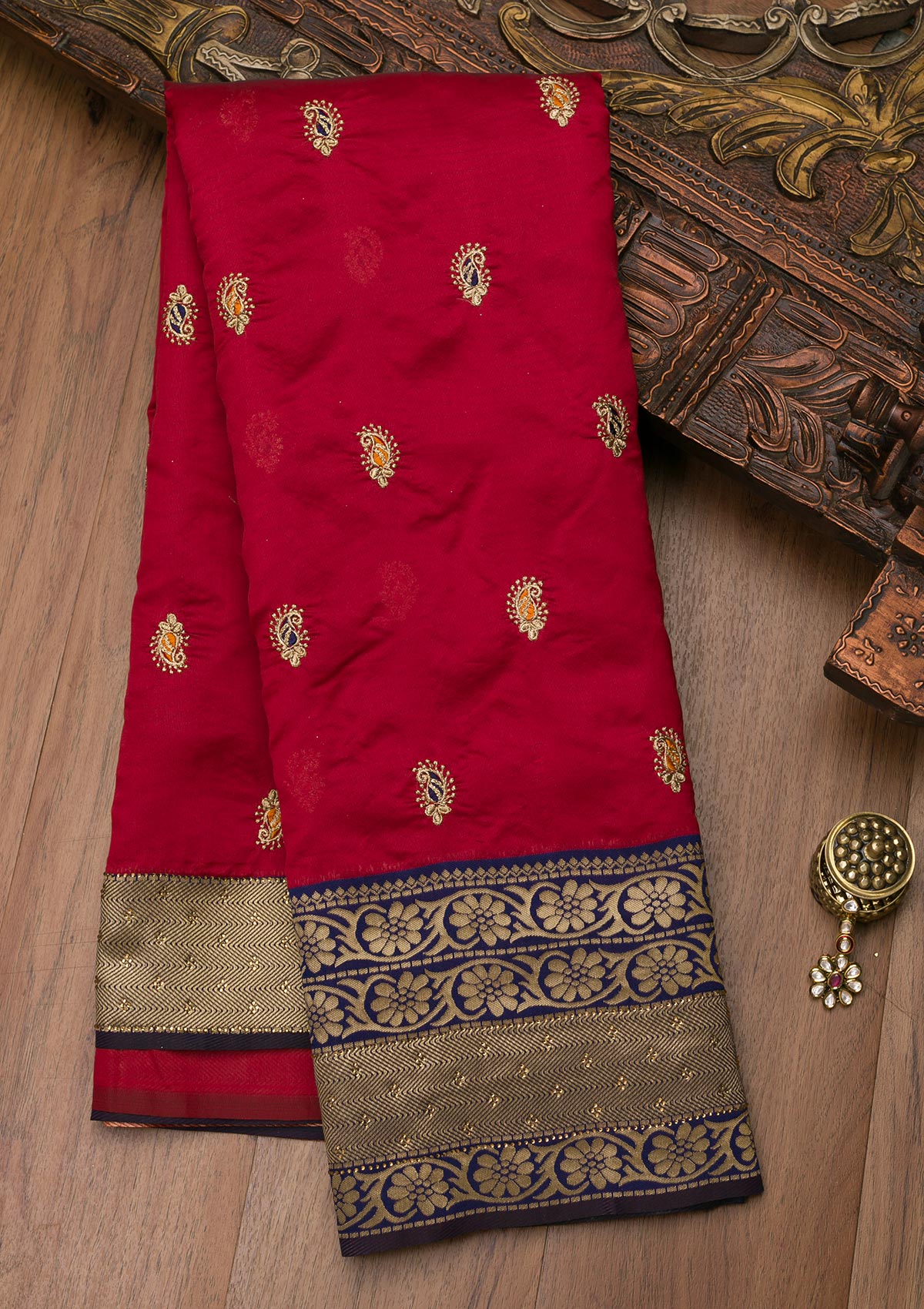 Maroon Zariwork Art Silk Saree-Koskii