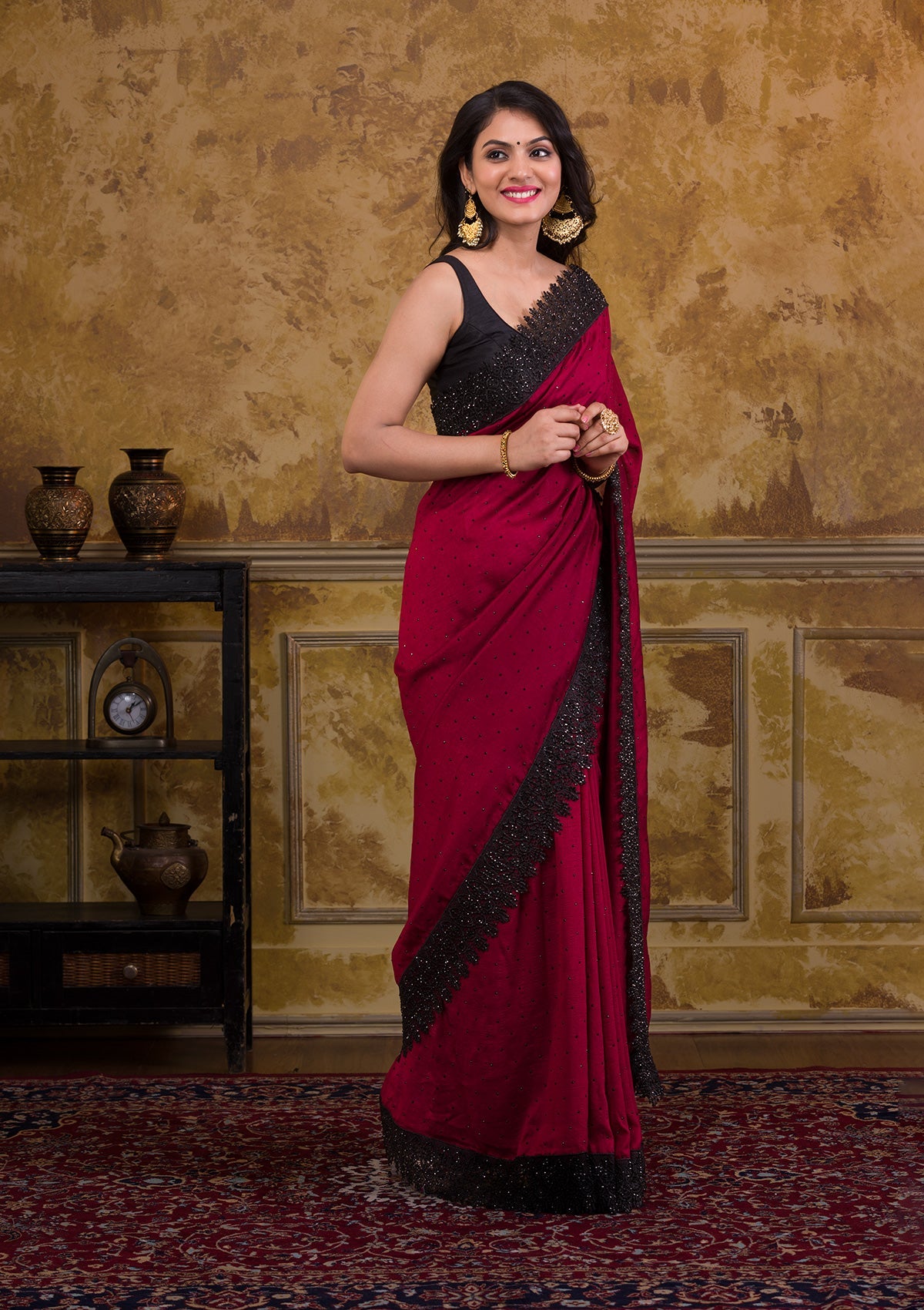 Maroon Zariwork Art Silk Saree-Koskii