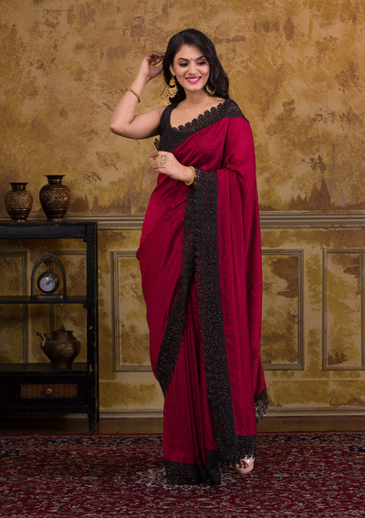 Maroon Zariwork Art Silk Saree-Koskii