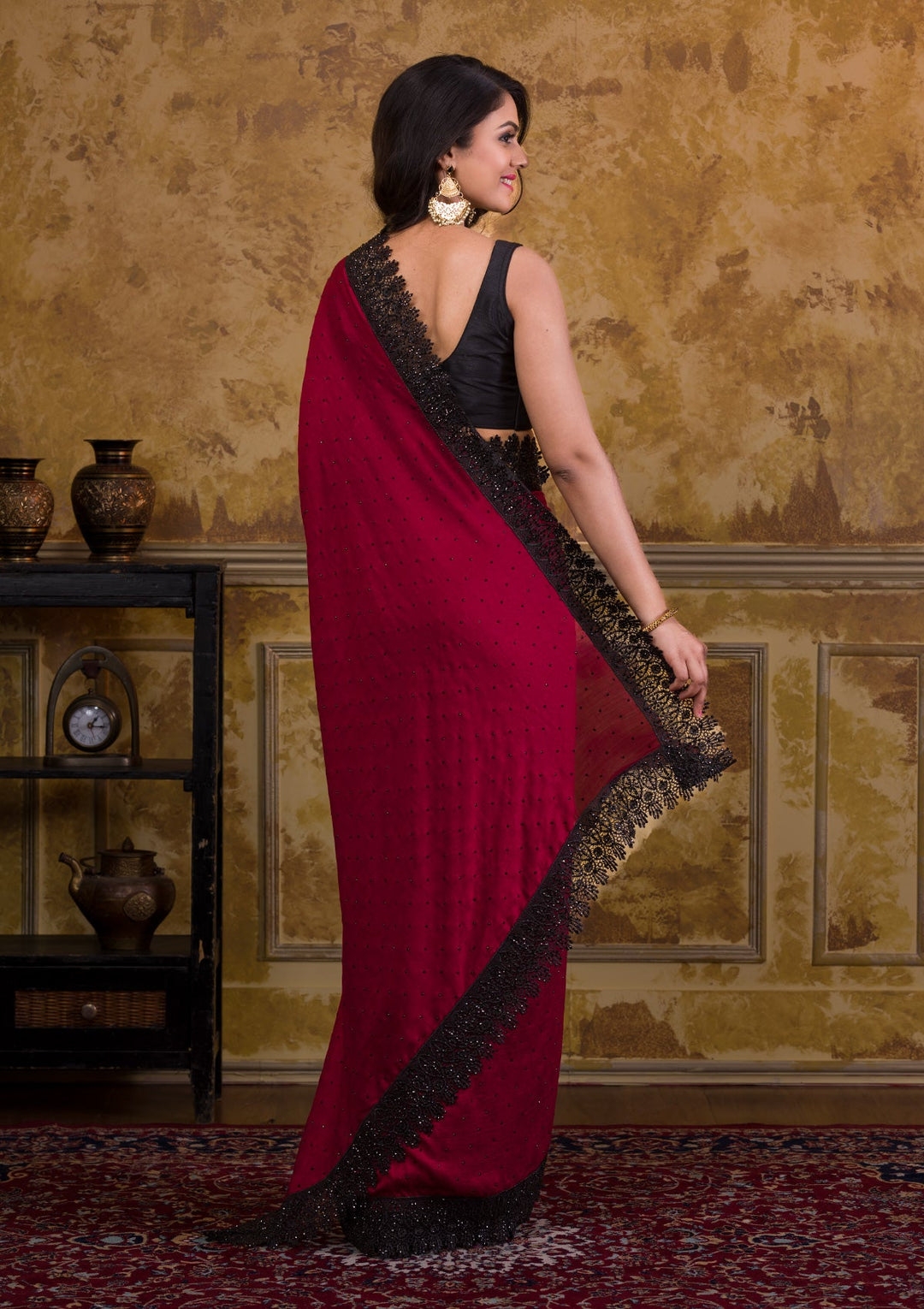 Maroon Zariwork Art Silk Saree-Koskii