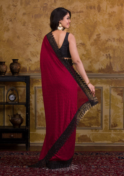 Maroon Zariwork Art Silk Saree-Koskii