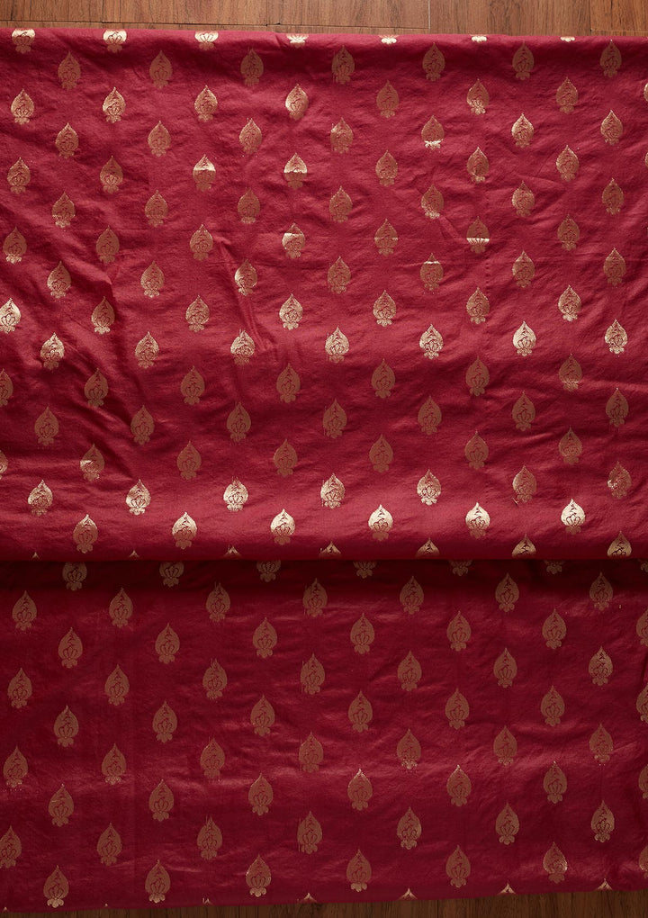 Maroon Zariwork Banarasi Designer Unstitched Salwar Suit - koskii