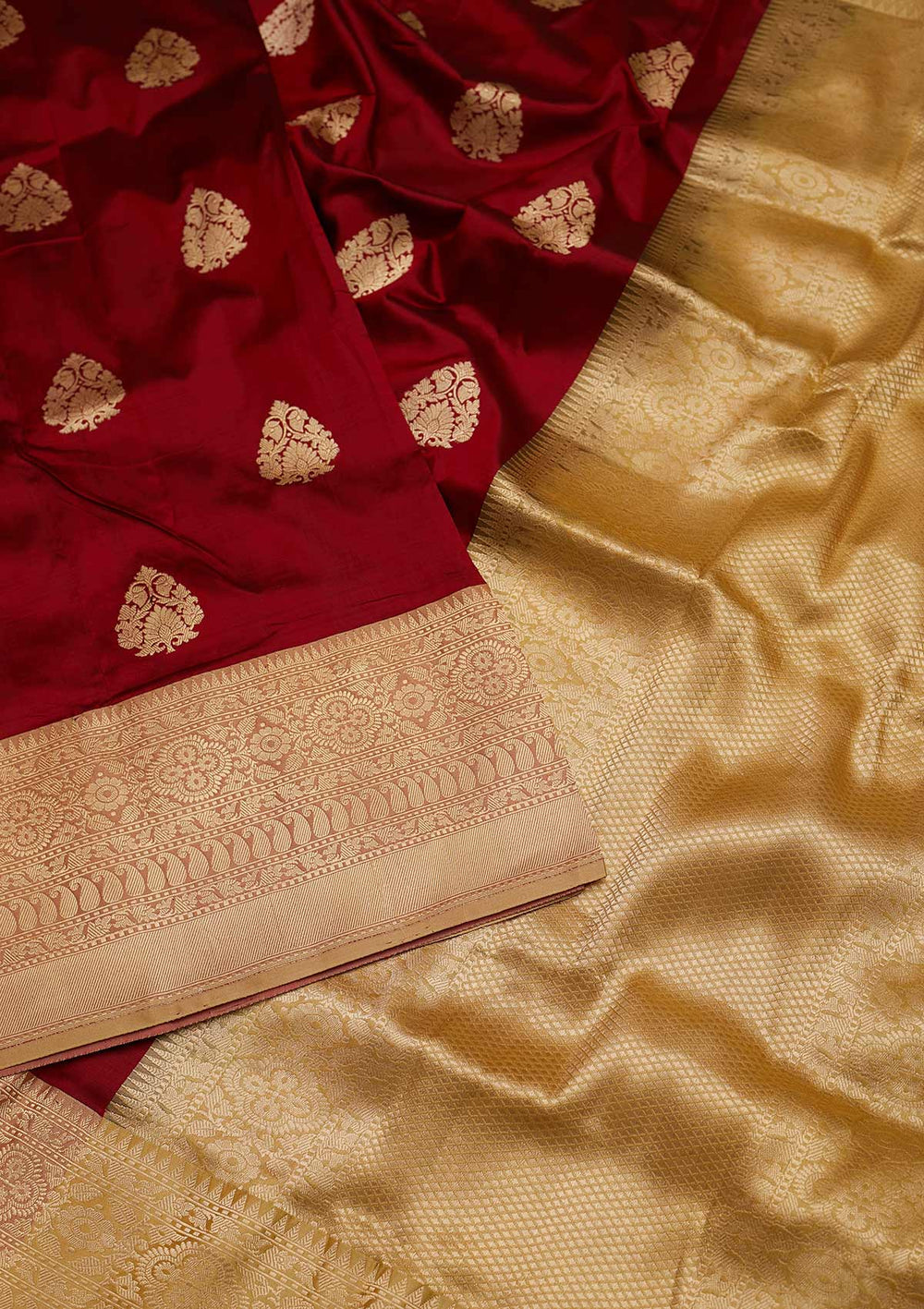 Maroon Zariwork Brocade Designer Saree - koskii
