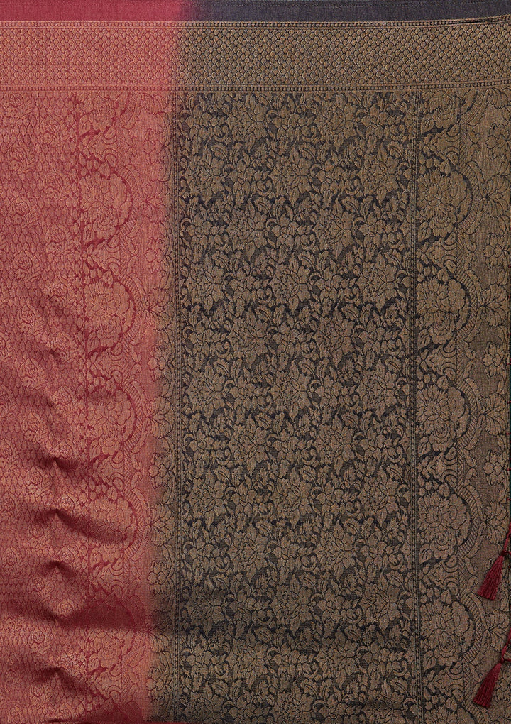 Maroon Zariwork Brocade Saree - Koskii