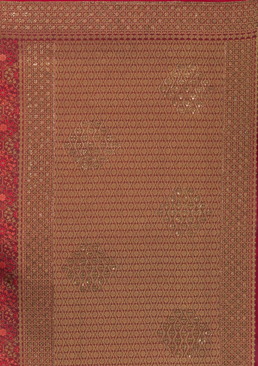Maroon Zariwork Brocade Saree-Koskii
