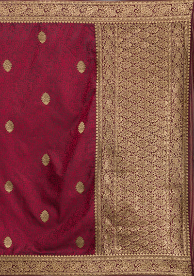 Maroon Zariwork Brocade Saree-Koskii