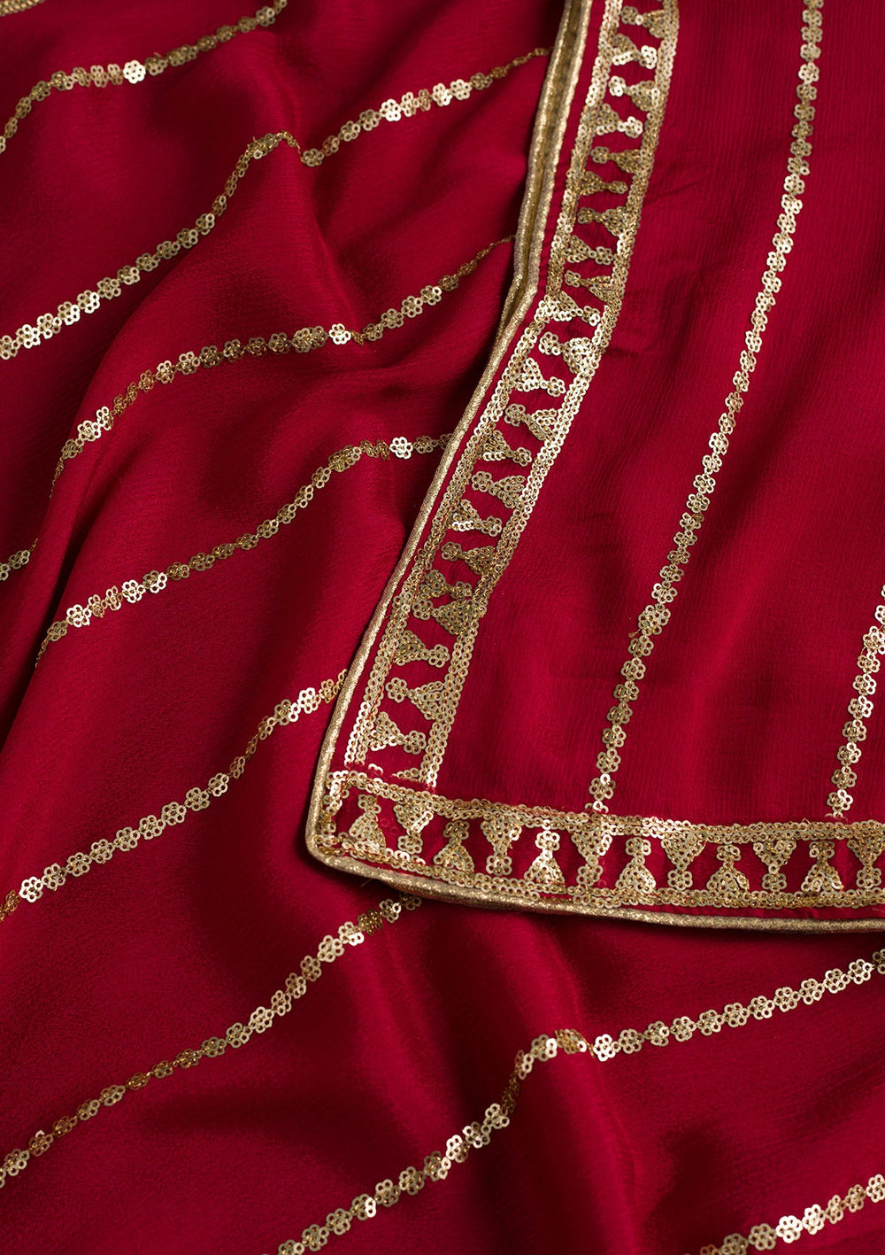 Maroon Zariwork Chiffon Dupatta-Koskii