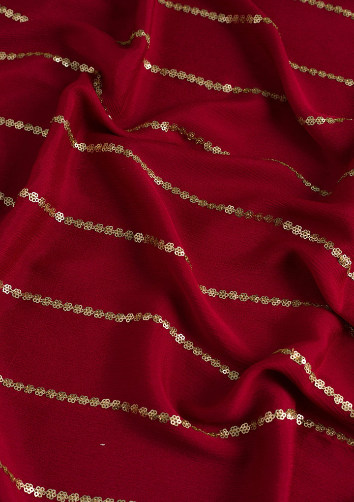Maroon Zariwork Chiffon Dupatta-Koskii
