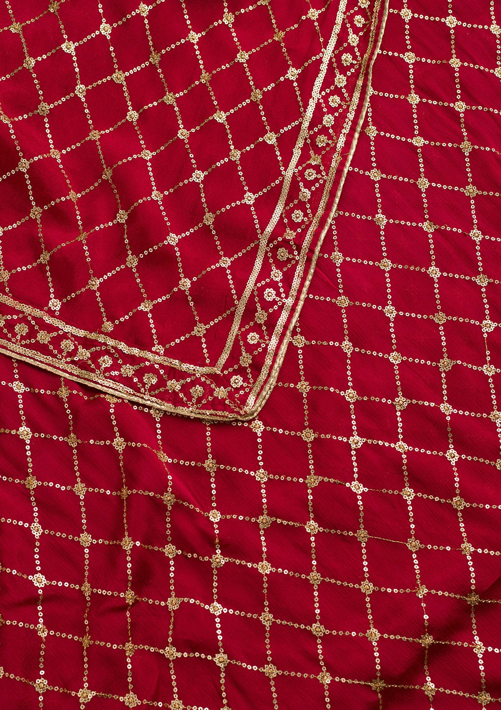 Maroon Zariwork Chiffon Dupatta-Koskii