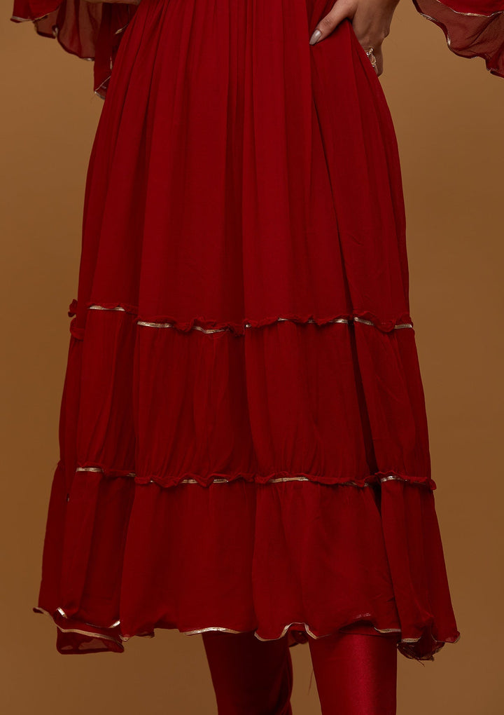 Maroon Zariwork Georgette Designer Salwar Suit - Koskii
