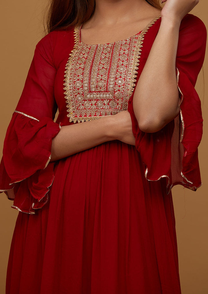 Maroon Zariwork Georgette Designer Salwar Suit - Koskii
