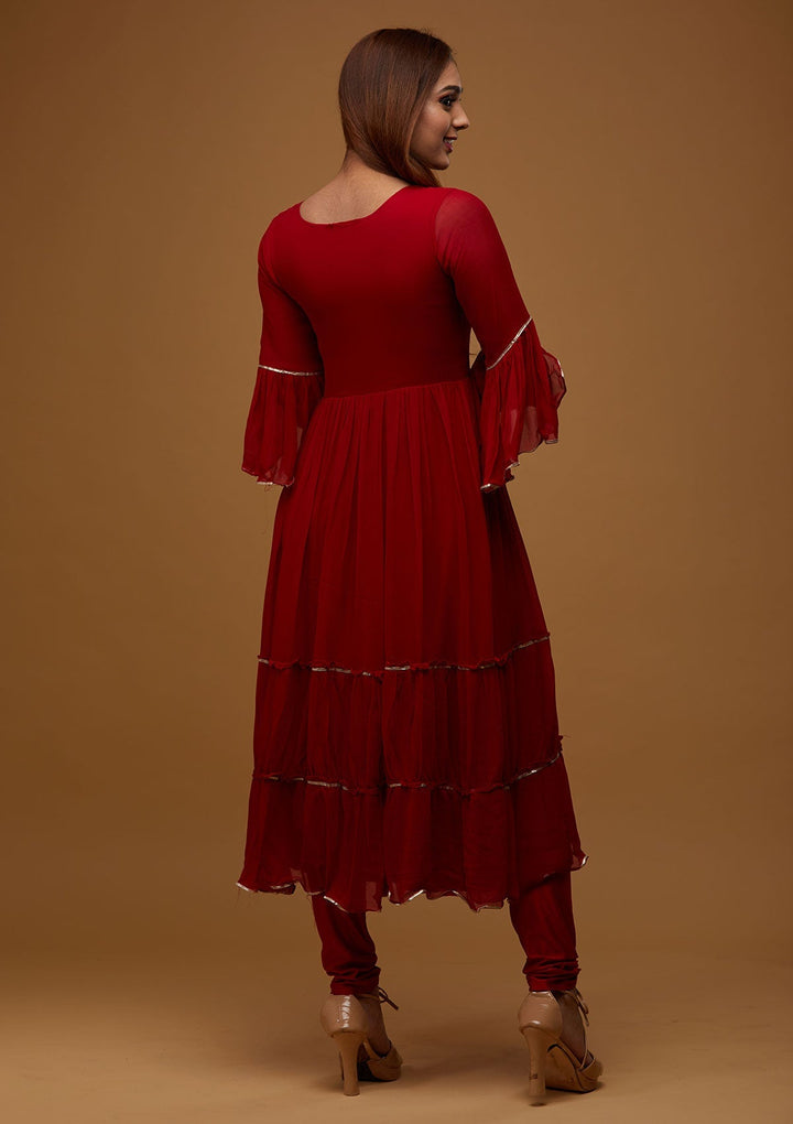 Maroon Zariwork Georgette Designer Salwar Suit - Koskii