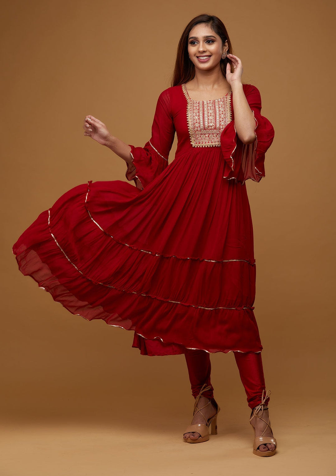 Maroon Zariwork Georgette Designer Salwar Suit - Koskii