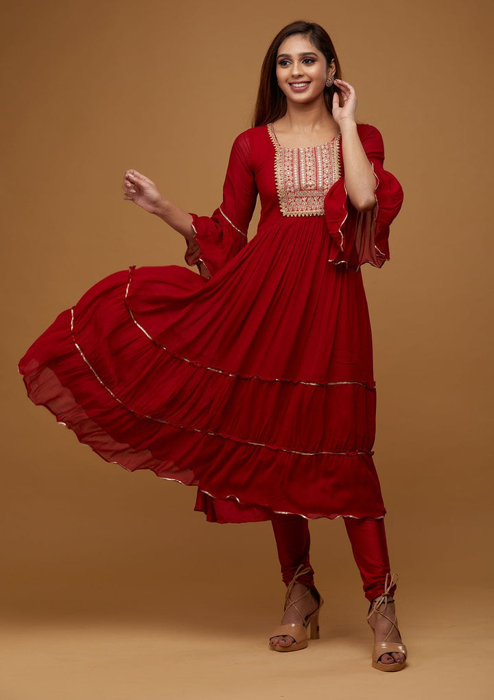Maroon Zariwork Georgette Designer Salwar Suit - Koskii