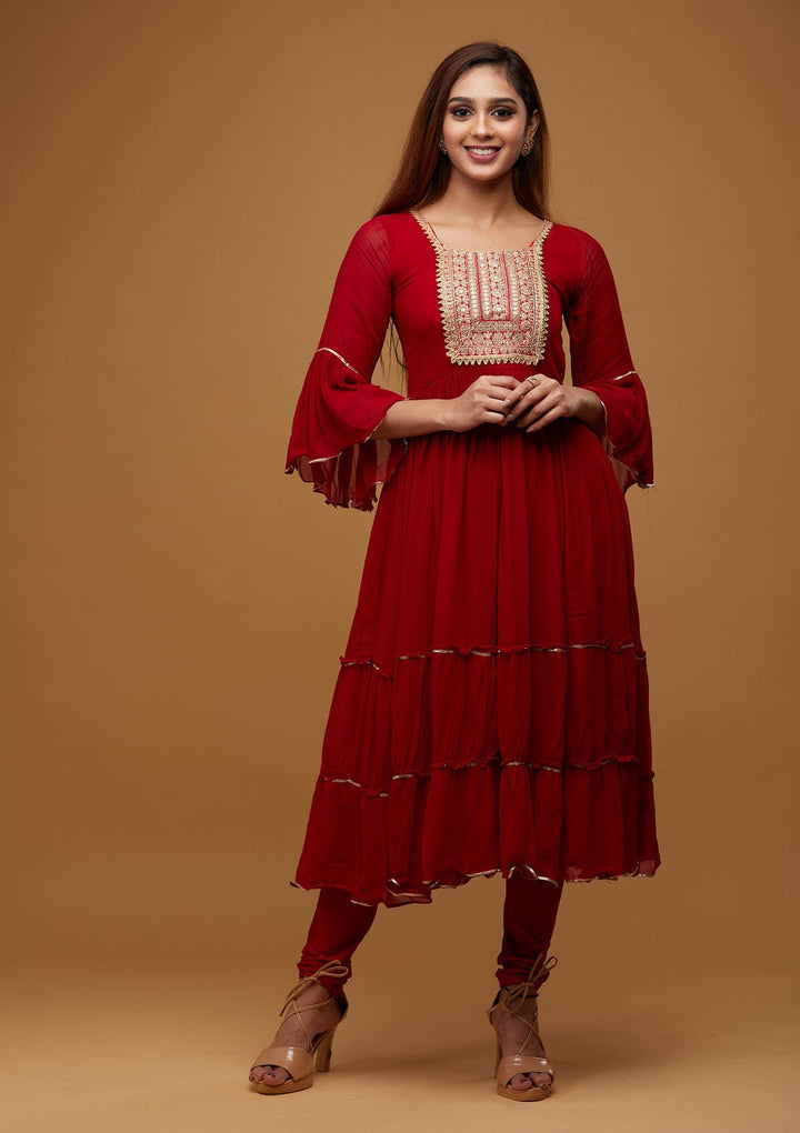 Maroon Zariwork Georgette Designer Salwar Suit - Koskii