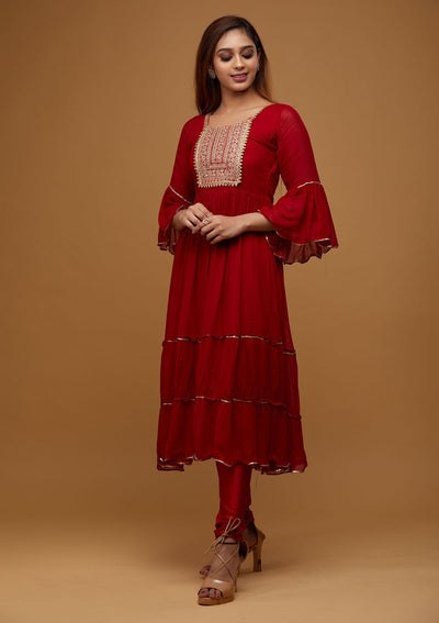 Maroon Zariwork Georgette Designer Salwar Suit - Koskii