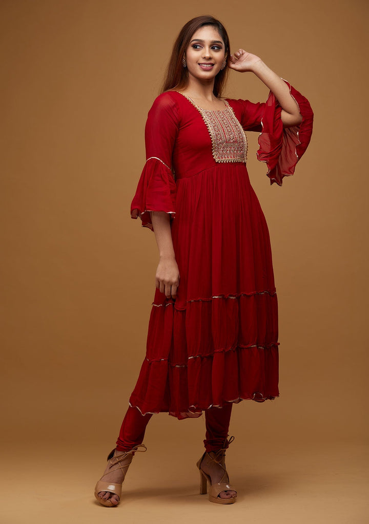 Maroon Zariwork Georgette Designer Salwar Suit - Koskii