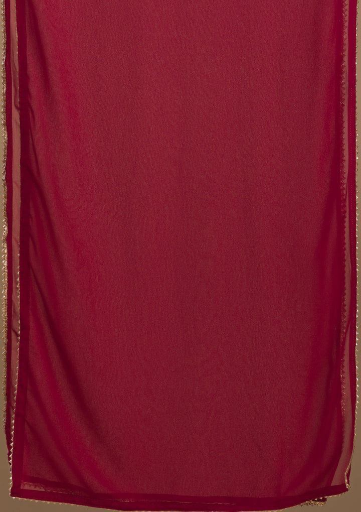 Maroon Zariwork Georgette Readymade Salwar Kameez-Koskii