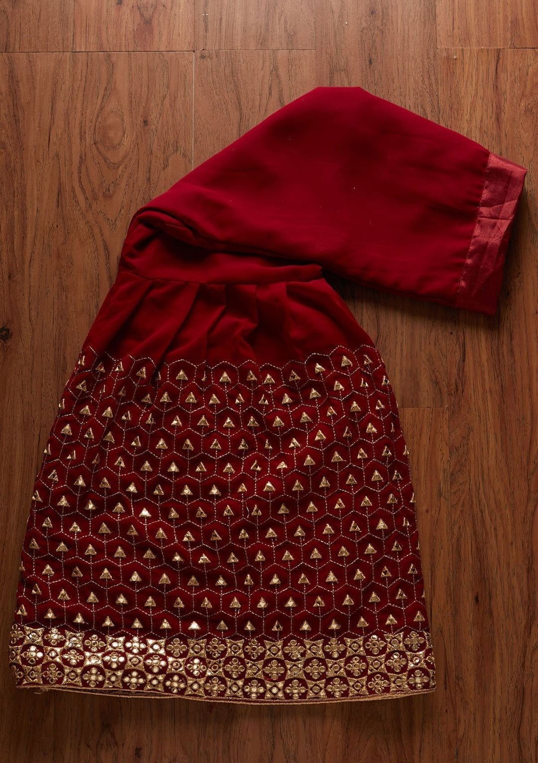 Maroon Zariwork Georgette Designer Unstitched Salwar Suit - koskii