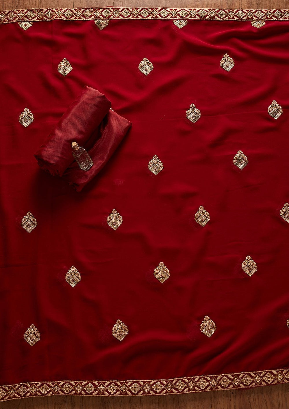Maroon Zariwork Georgette Designer Unstitched Salwar Suit - koskii