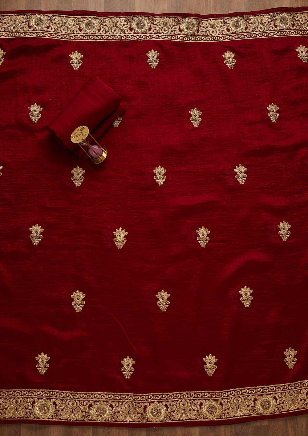 Maroon Zariwork Georgette Unstitched Salwar Suit-Koskii