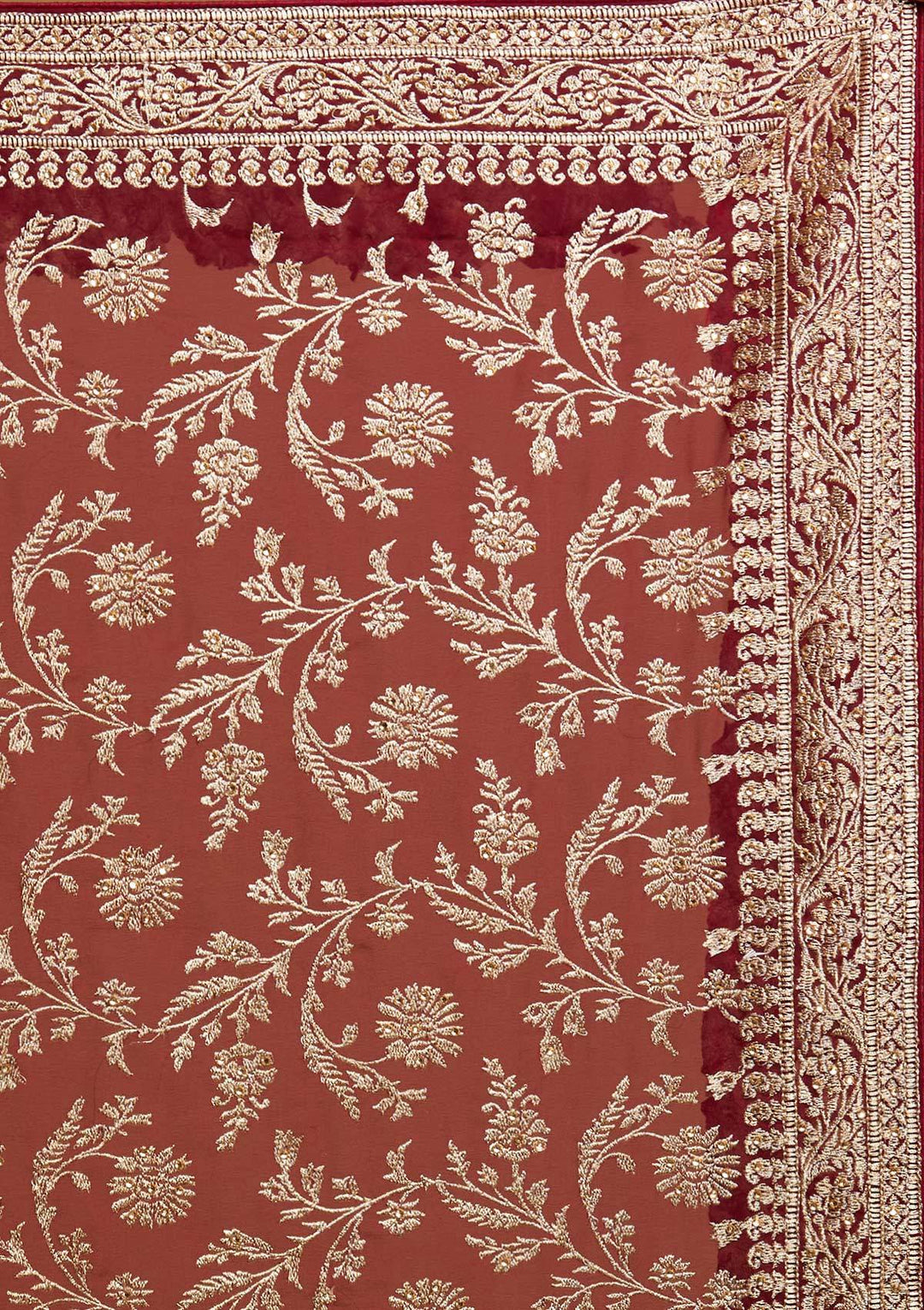 Maroon Zariwork Georgette Designer Saree - koskii