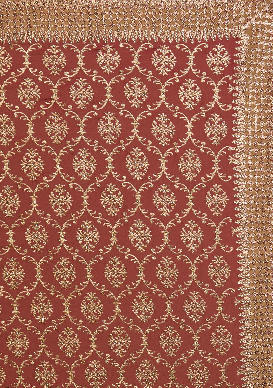 Maroon Zariwork Georgette Designer Saree - koskii