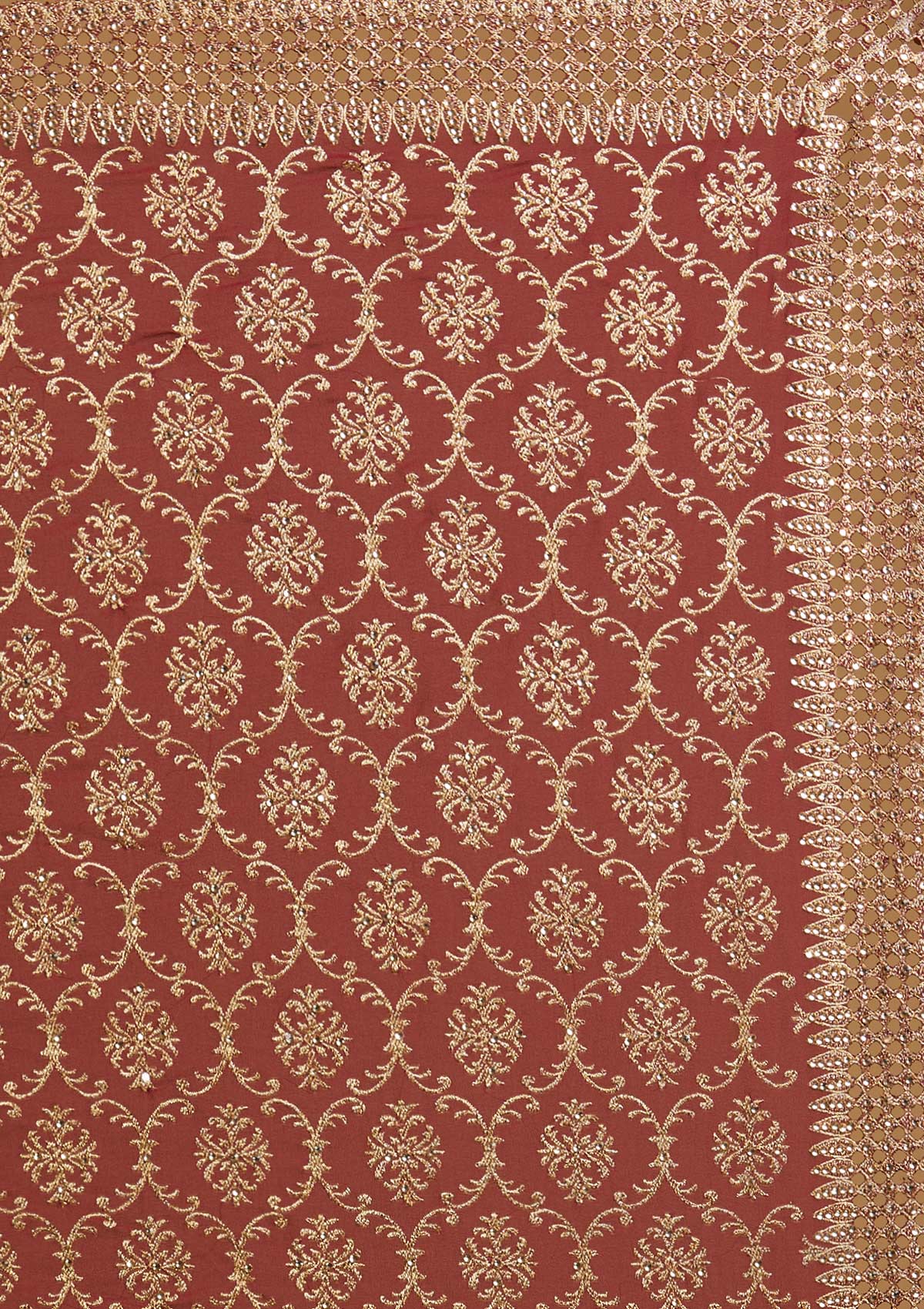Maroon Zariwork Georgette Designer Saree - koskii