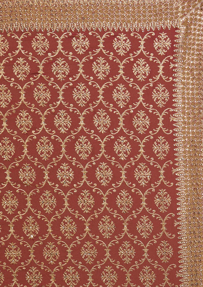 Maroon Zariwork Georgette Designer Saree - koskii